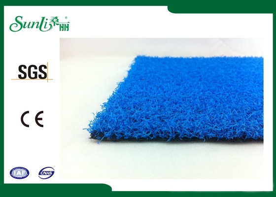 10mm Blue Dtex 4400 Artificial Grass Carpet Indoor Environmental Friendly