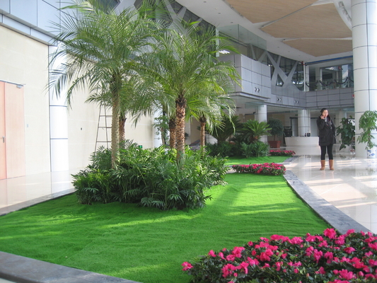 Natural Looking Indoor Artificial Grass , 4000Dtex 15mm Grass for Landscaping